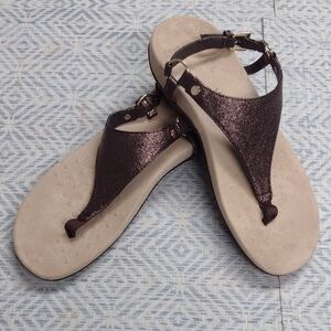 Vionic Kirra Metalic Shimmering Dark Brown Sandals, Vacation, Casual,